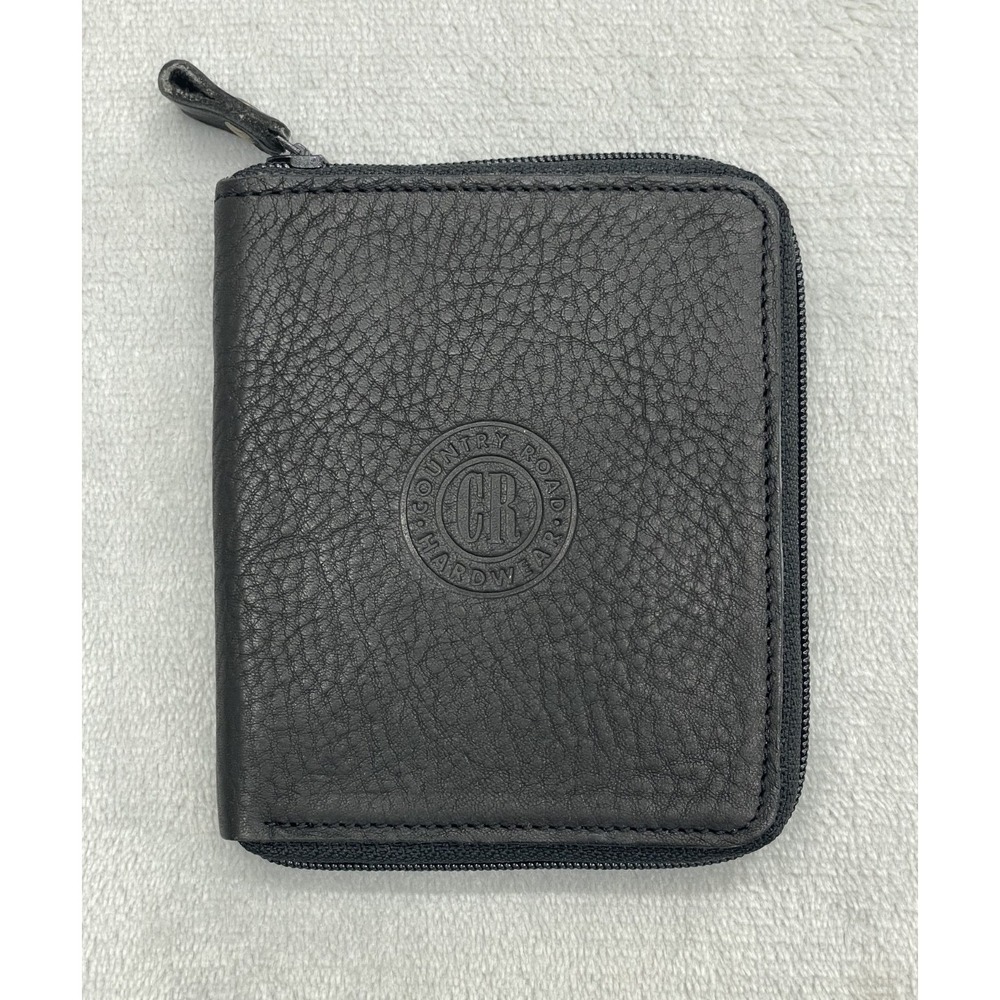 Country Road Leather Zip Wallet Mens One Size Black Card Holder